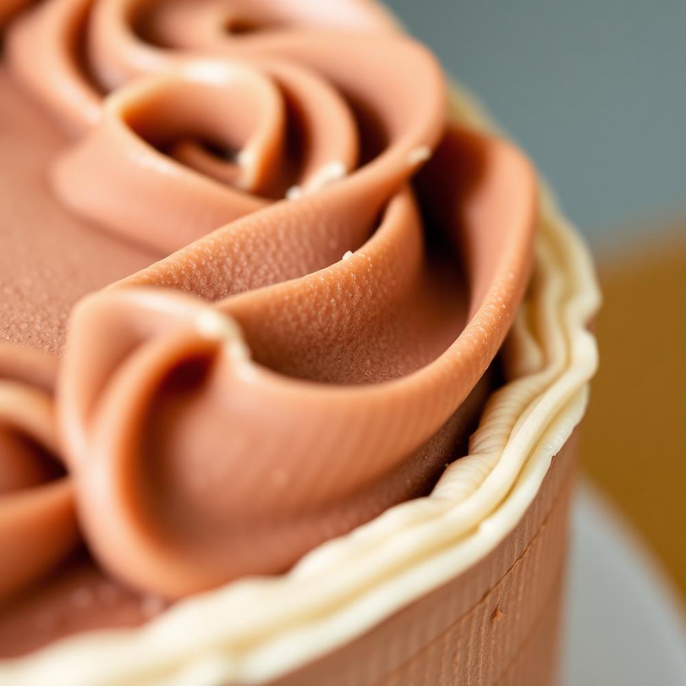Close-up of textured buttercream piping